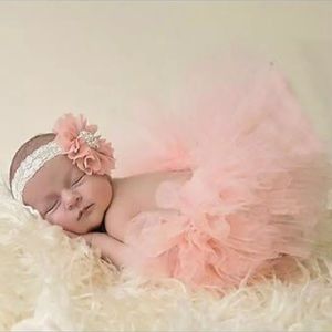 Newborn Baby Pink Tutu & Headband Photo Prop